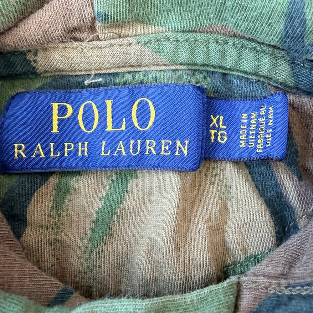 Polo Ralph Lauren Mens Camo Hoodie XL Long Sleeve Shirt Grunge Military Heritage